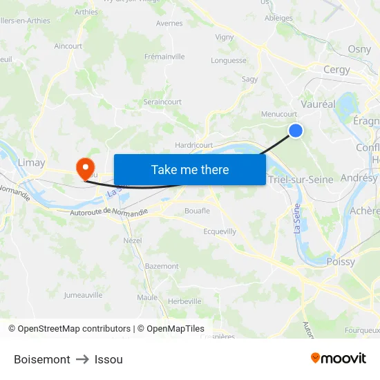 Boisemont to Issou map