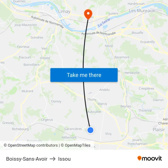 Boissy-Sans-Avoir to Issou map