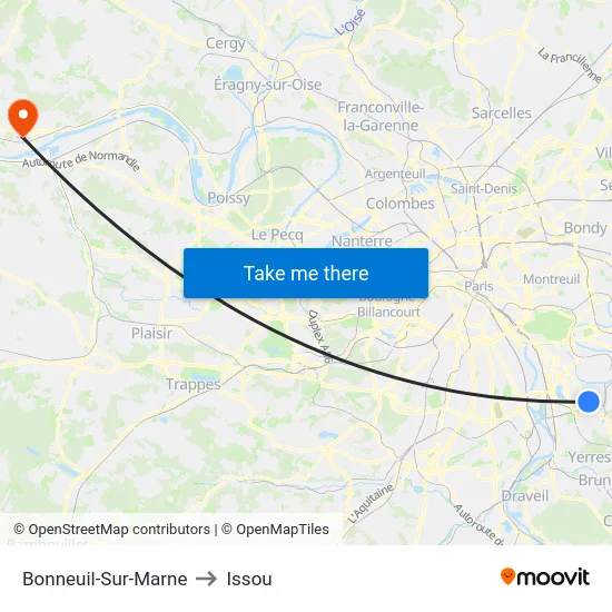 Bonneuil-Sur-Marne to Issou map