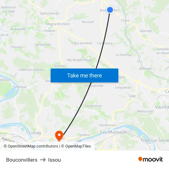Bouconvillers to Issou map