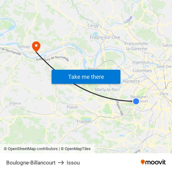 Boulogne-Billancourt to Issou map