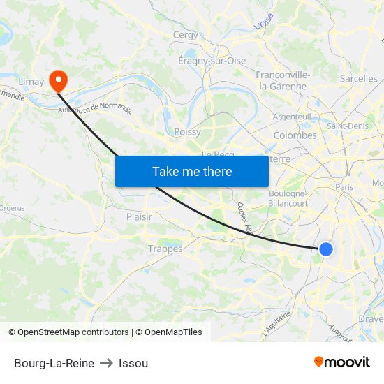 Bourg-La-Reine to Issou map