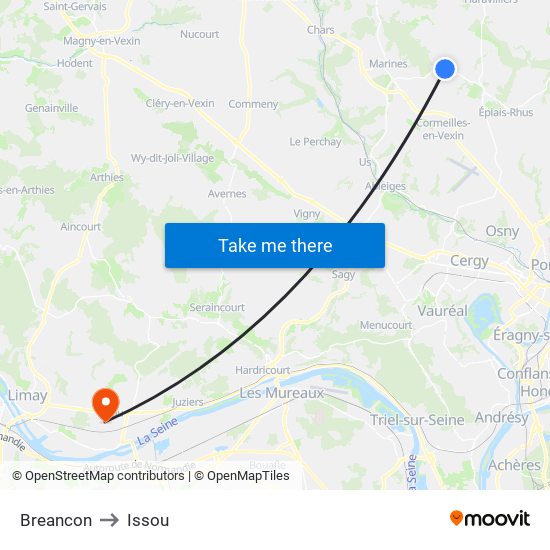 Breancon to Issou map