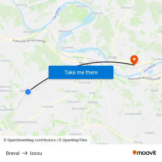 Breval to Issou map