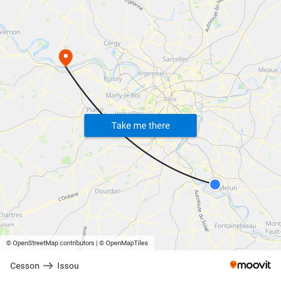 Cesson to Issou map