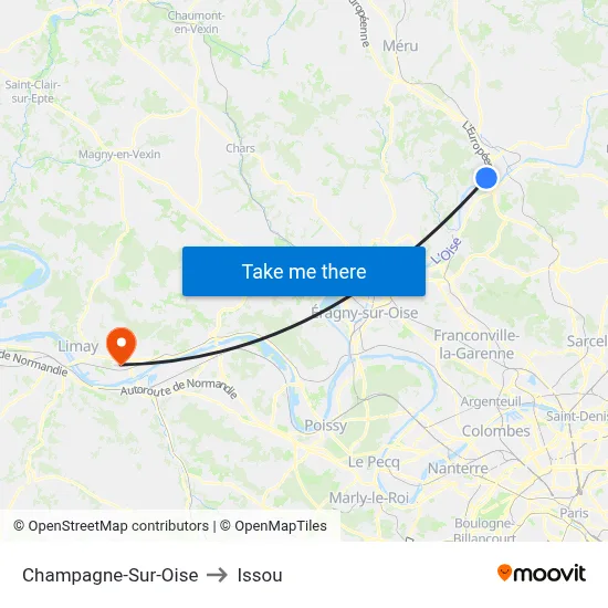Champagne-Sur-Oise to Issou map
