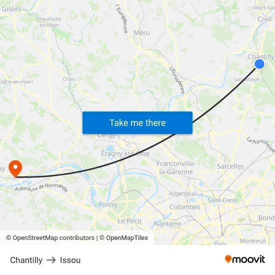Chantilly to Issou map
