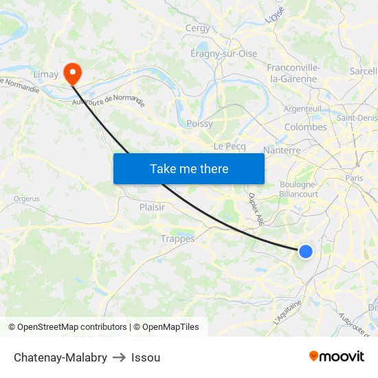 Chatenay-Malabry to Issou map