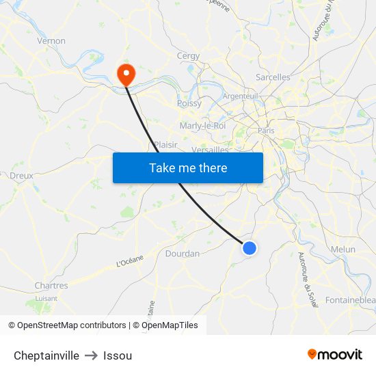 Cheptainville to Issou map