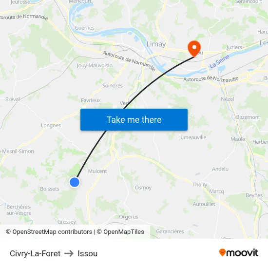 Civry-La-Foret to Issou map