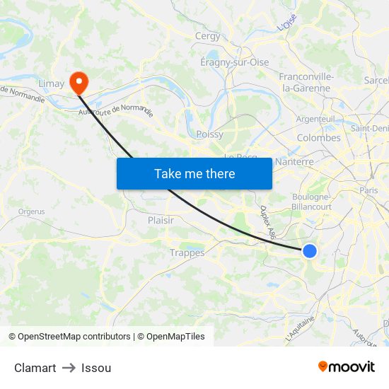 Clamart to Issou map
