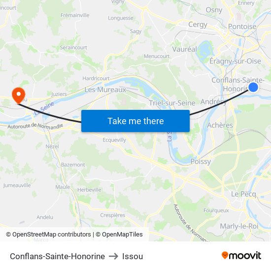 Conflans-Sainte-Honorine to Issou map