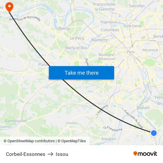 Corbeil-Essonnes to Issou map