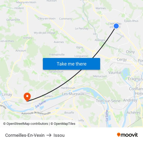 Cormeilles-En-Vexin to Issou map