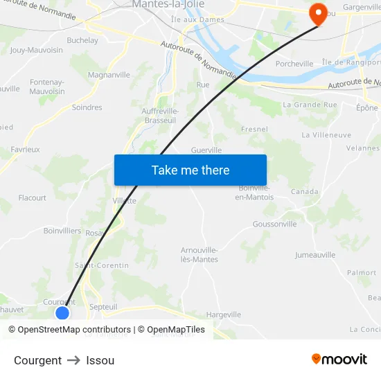 Courgent to Issou map