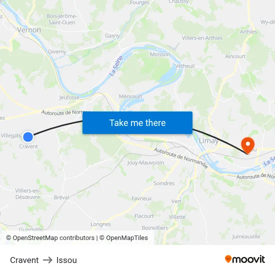 Cravent to Issou map