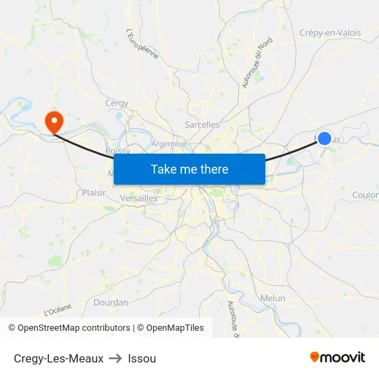 Cregy-Les-Meaux to Issou map