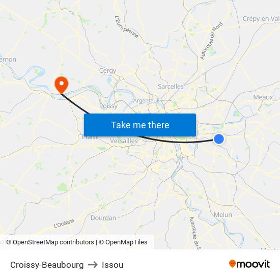 Croissy-Beaubourg to Issou map