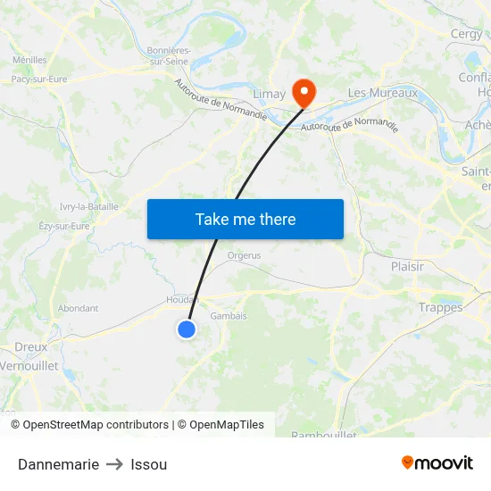 Dannemarie to Issou map
