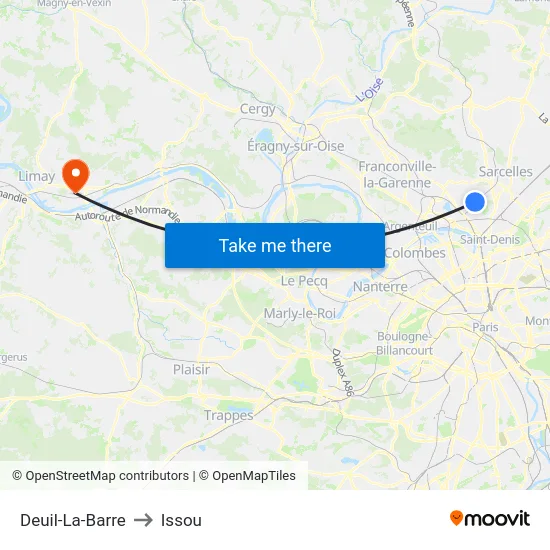 Deuil-La-Barre to Issou map