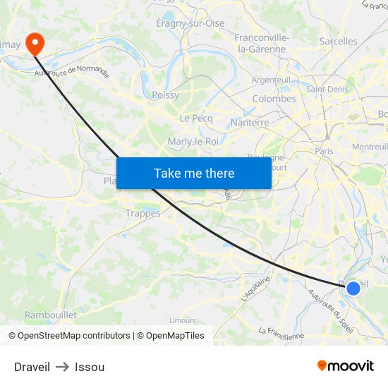 Draveil to Issou map