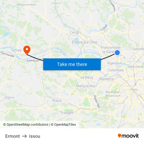 Ermont to Issou map