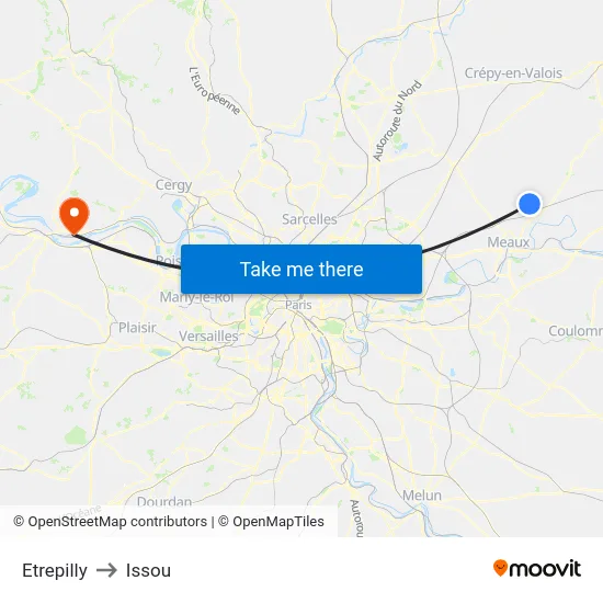 Etrepilly to Issou map