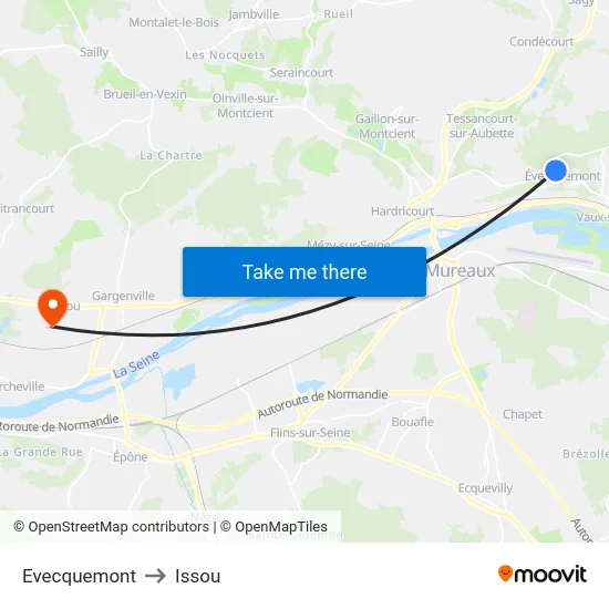 Evecquemont to Issou map