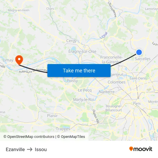 Ezanville to Issou map