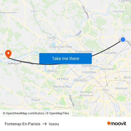 Fontenay-En-Parisis to Issou map