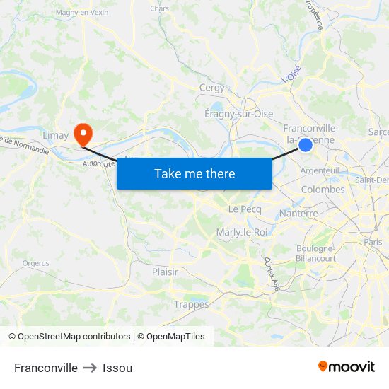 Franconville to Issou map