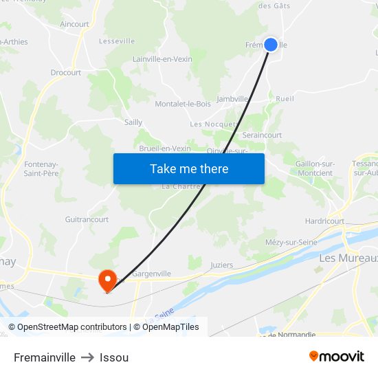 Fremainville to Issou map