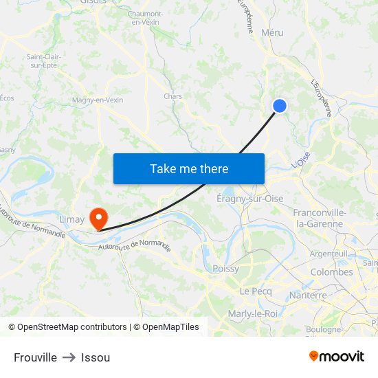 Frouville to Issou map