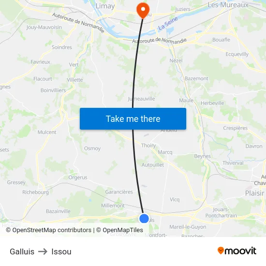 Galluis to Issou map