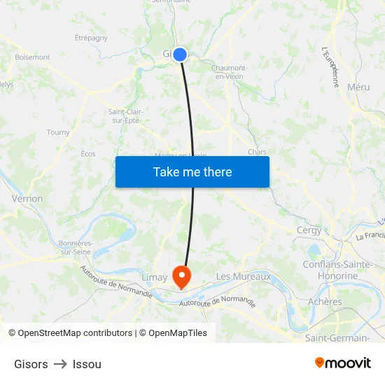 Gisors to Issou map