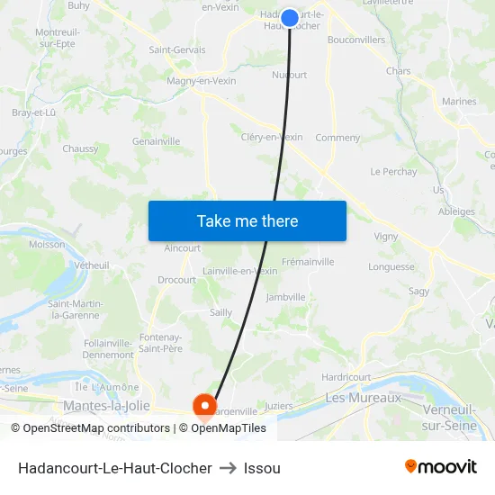 Hadancourt-Le-Haut-Clocher to Issou map