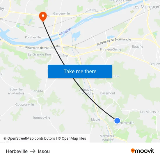 Herbeville to Issou map