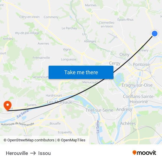 Herouville to Issou map