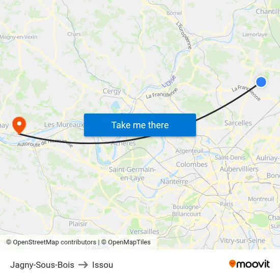 Jagny-Sous-Bois to Issou map
