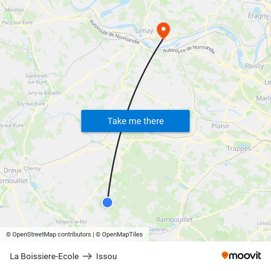 La Boissiere-Ecole to Issou map