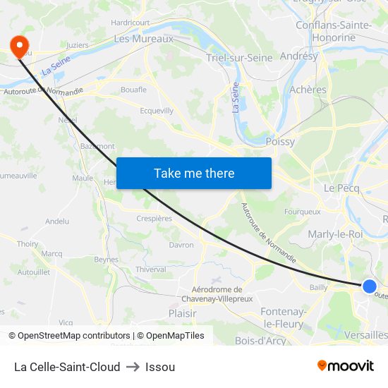 La Celle-Saint-Cloud to Issou map
