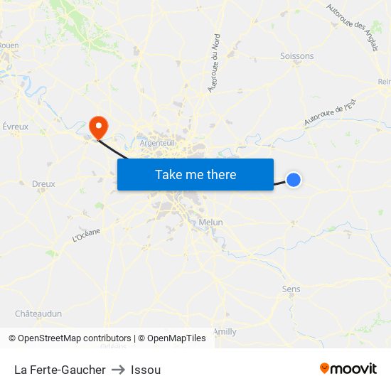 La Ferte-Gaucher to Issou map