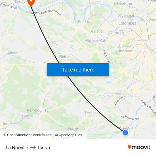 La Norville to Issou map