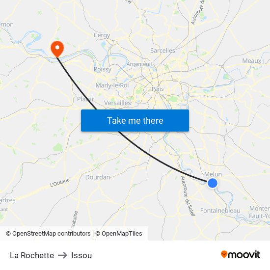 La Rochette to Issou map