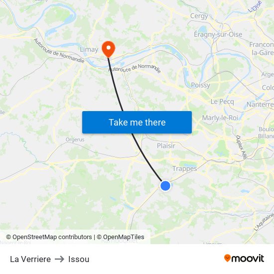 La Verriere to Issou map