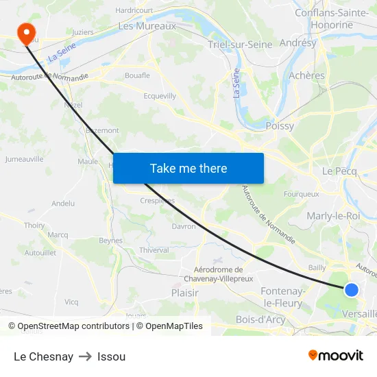 Le Chesnay to Issou map