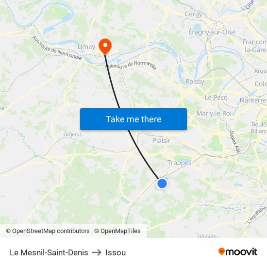 Le Mesnil-Saint-Denis to Issou map