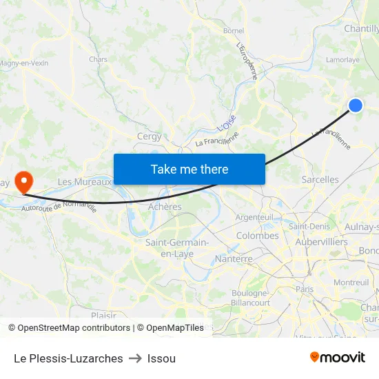 Le Plessis-Luzarches to Issou map