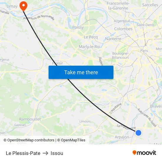 Le Plessis-Pate to Issou map