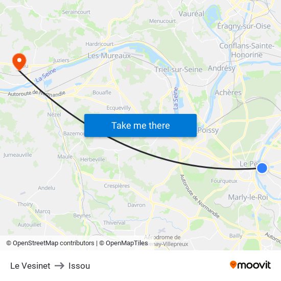 Le Vesinet to Issou map